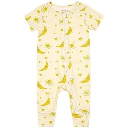 Teach Leanbh Toddler Unisex Baby Bamboo Viscose Pajamas 2 Way Zipper Short Sleeve Footless Romper Jumpsuit Sleep and Play