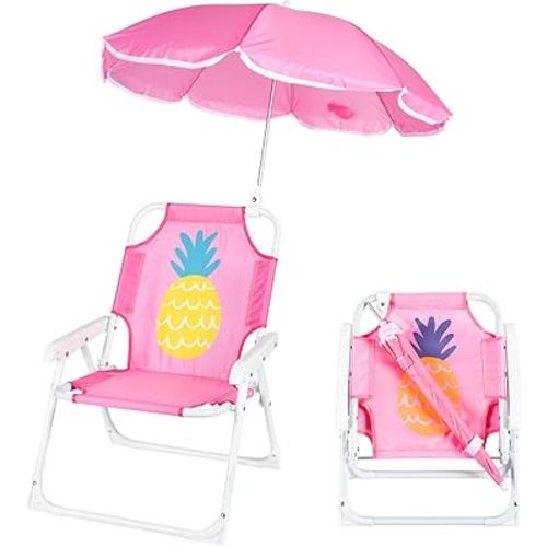 PLULON Kids Beach Chair with Umbrella Folding Lawn and Camping Chair with Summer Shade Children's Beach Chair for Beach Pool Travel Outdoor(for 1-5 Years Old)