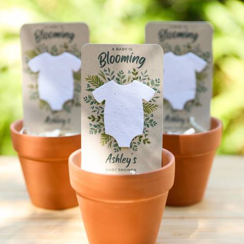 Baby Shower Favors For Guests in Bulk - Baby in Bloom - Gender Neutral - Wildflower Seed Packets Alternative - Plantable Onesie Shape