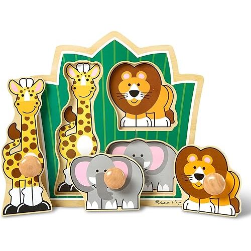 Melissa & Doug Jungle Friends Safari Animals Jumbo Peg Wooden Puzzle