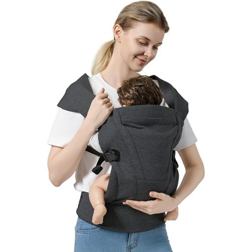 Baby Carrier Newborn to Toddler Baby Wrap Carriers(7-30lbs),Hands Free Baby Sling Carrier with Enhanced Lumbar Support,Ergonomic Design Infant Holder Carrier, Dark Grey