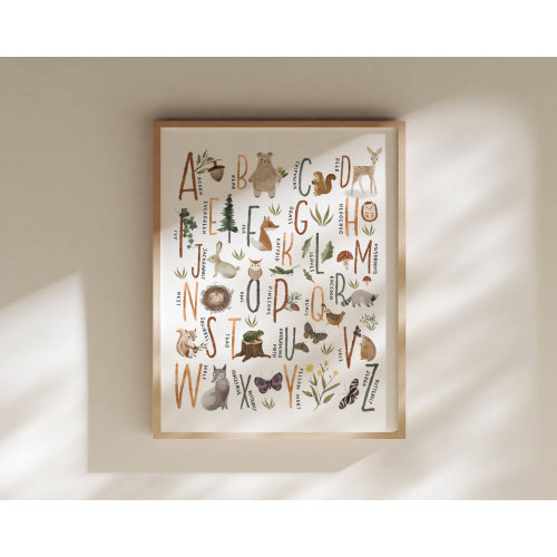 Woodland Alphabet Poster, Woodland Alphabet Print, Woodland Nursery, Woodland Number Print, Woodland Art, Woodland ABCs INSTANT DOWNLOAD