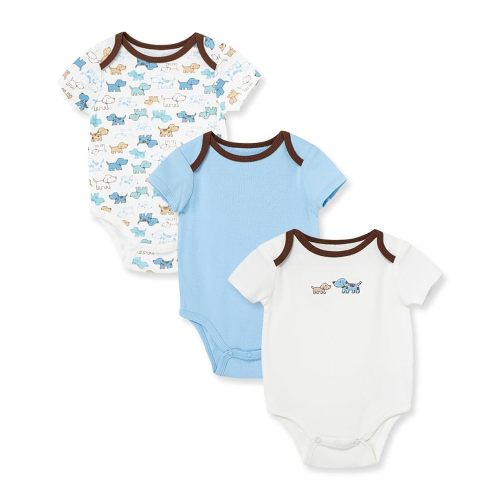 Little Me Clothes for Baby 3-Pack 100% Cotton Scratch Free Tag Bodysuits, Newborn to 9 Months