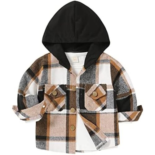 YOUNGER STAR Toddler Kids Boys Girls Flannel Hooded Plaid Shirt Button Baby Red Plaid Shirt Plaid Shirt Hooded Clothes