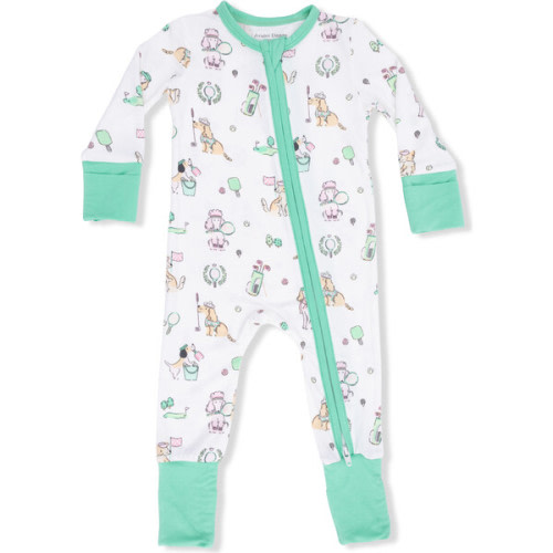 Convertible Romper, Country Club Dogs Pink - Angel Dear | Maisonette