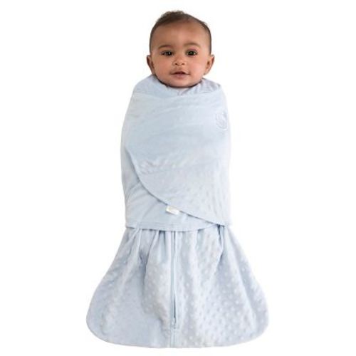 HALO Innovations SleepSack Swaddle Wrap Plushy Dot Velboa - Blue Newborn