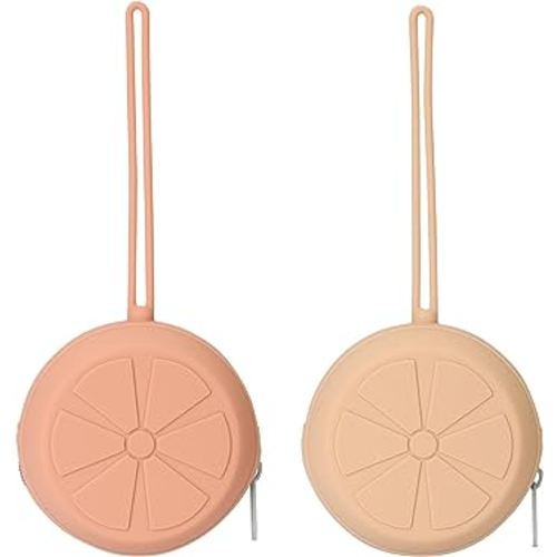 Pacifier Pouch for Diaper Bags, BPA Free Portable Travel Pacifier Case for Girls, Silicone Baby Pacifier Storage Container, Newborn Pacifiers Holder (Muted, Apricot)