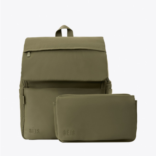 BÉIS 'The Ultimate Diaper Backpack' in Olive - Green Backpack Diaper Bag