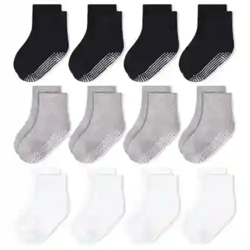 Non-Slip Toddler Socks With Grips 12 Pairs Kids Anti Slip Sticky Socks For Infant 6-12 Months 1-10 Years Kids Toddler Slipper Socks