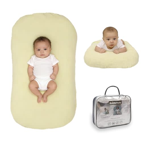 Infant Support Cushion - Baby Support Cushion for Newborn 0-24 Months, Muslin Cover，Portable Breathable & Soft Tummy Time Mat for Home and Travel - Yellow