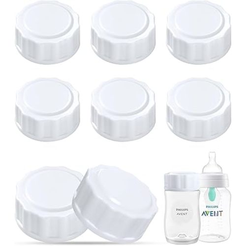 Travel and Storage Bottle Caps Compatible with Avent Baby Bottles, Bottle Lids Replacement, 8 Count