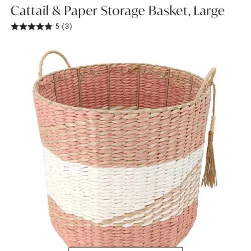 Cattail & Paper Storage Basket, Large