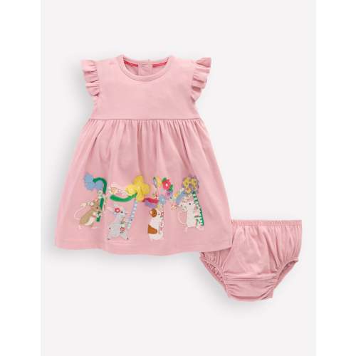 Logo Jersey Frill Sleeve Dress-Zephyr May Day Animals | Boden USA