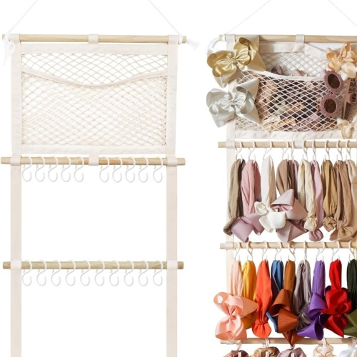 Kangaroo Modern White Baby Girl Hair Bow Holder Organizer, Large Capacity
