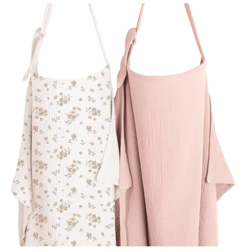 Konssy 2-Pack Muslin Nursing Cover Up for Breastfeeding Moms with Rigid Hoop, 100% Cotton, Lightweight & Breathable Breastfeeding Cover, Adjustable & Comfort