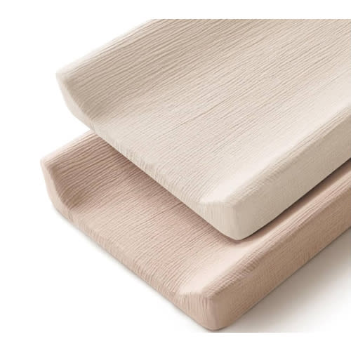 Changing Pad Cover for Neutral Baby Muslin Soft Cotton Diaper Changing Table Pad Cover Changing Pad Sheets for Girls and Boys - 2 Pack(Clay & Ivory)