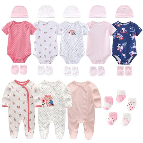 Ruliby New Born Clothes Cotton Layette Gift Set Unisex Baby Outfit and Accessories Newborn Essentials Must Haves