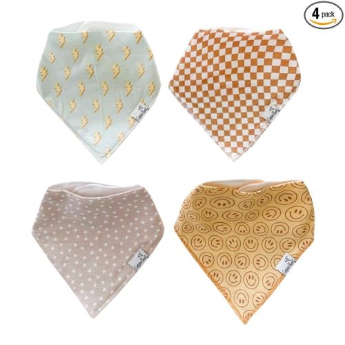 Copper Pearl 4 Pack Soft Cotton Baby Bibs for Drooling and Teething, Absorbent Drool Bibs for Baby Girl and Boy, Adjustable to Fit Newborns to Toddlers, Tons of Styles (Vance)