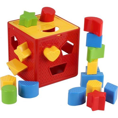 Play22USA Baby Blocks Shape Sorter Toy - Childrens Blocks Includes 18 Shapes - Color Recognition Shape Toys With Colorful Sorter Cube Box - My First Baby Toys - Toys Gift For Boys And Girls