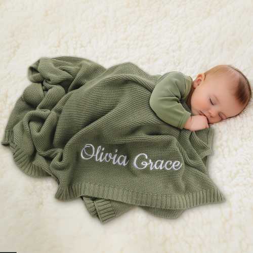 Personalized Baby Blanket With Name,Embroidered Name Blanket,Knitted Baby Name Blanket, Stroller Blanket,Baby shower Gift, Newborn gift