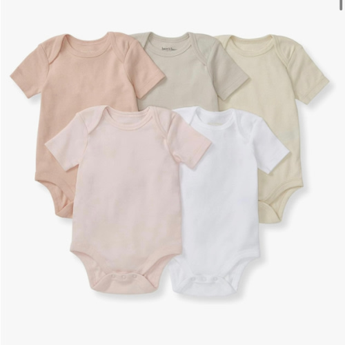 Burt's Bees Baby Unisex Organic Cotton Short and Long Sleeve Bodysuits, 5-Pack