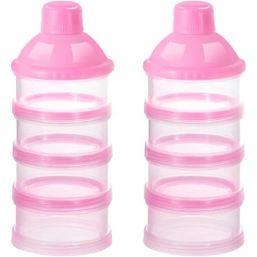 Accmor Pink Polypropylene Formula Dispenser (Pack of 4) | Stackable, For Travel, On The Go | BPA Free