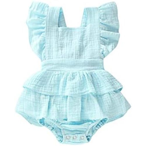 Newborn Baby Girl Romper Linen Cotton Ruffled Sleeveless Jumpsuit Infant Summer Clothes Outfit