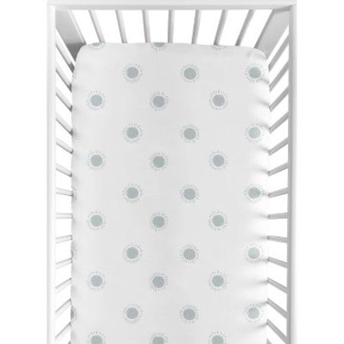 Sweet Jojo Designs Gender Neutral Baby Fitted Crib Sheet Boho Sun White and Blue