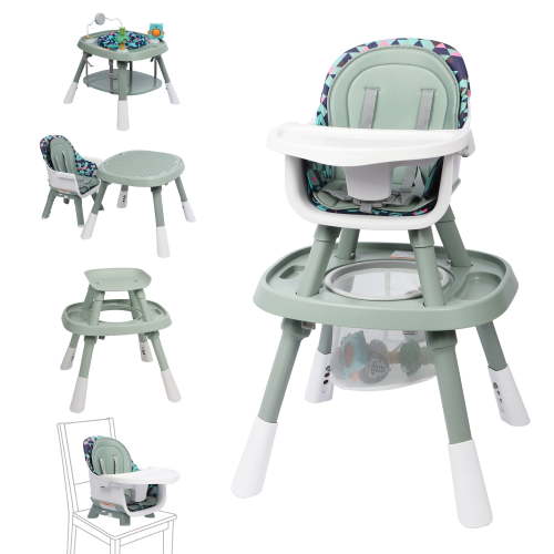 Reasea 15-in-1 Portable Baby High Chair, Convertible High Chair for Babies and Toddlers, Light Green