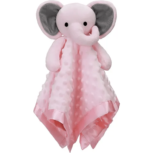 Pro Goleem Elephant Security Blanket with Stuffed Animal Snuggle Toy Lovey Soft Lovie Baby Registry Search Baby Girl Gifts for Infant and Toddler Pink 16 Inch