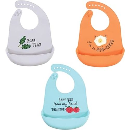 Hudson Baby Unisex Baby Silicone Bibs, Kale Yeah, One Size