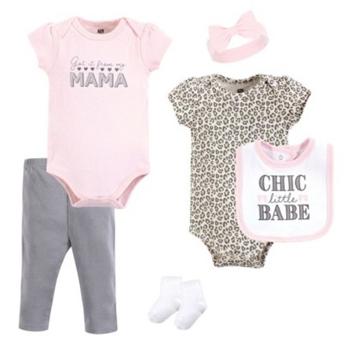 Hudson Baby Infant Girl Cotton Layette Set, Chic Little Babe, 3-6 Months