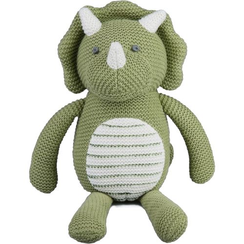 100% Organic Cotton Green Dinosaur Plush, 7.1” Baby Stuffed Animal for Newborn