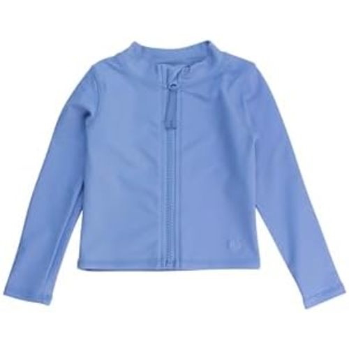 RuffleButts UPF50+ Sun Protective Unisex Long Sleeve Full Zip Rash Guard | 6-12 months