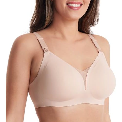 Momcozy Nursing Bras for Breastfeeding, FB051 Mesh Support Maternity Bra Pregnancy Padded Wireless Breathable Bralette