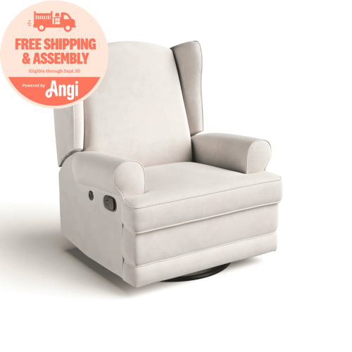 Storkcraft Serenity Wingback Infant Upholstered Recline Glider with USB, Ivory
