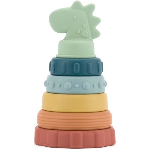 Itzy Ritzy - Itzy Stacker Silicone Stacking & Teething Toy - Baby Stacking Rings for Babies 3 Months & Up (Dinosaur)