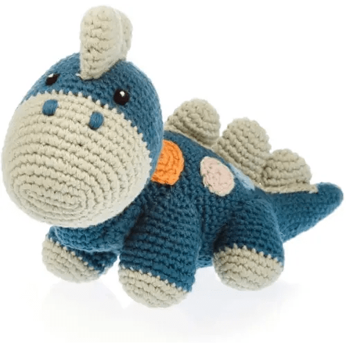 Pebble | Handmade Dinosaur - Blue | Organic Cotton | Crochet | Fair Trade | Pretend | Imaginative Play | Stegosaurus | Machine Washable