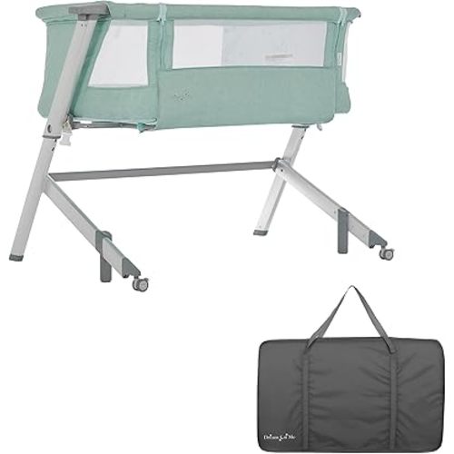Skylar Bassinet and Bedside Sleeper in Mint, Lightweight and Portable Baby Bassinet, Five Position Adjustable Height, Easy to Fold and Carry Travel Bassinet, JPMA Certified