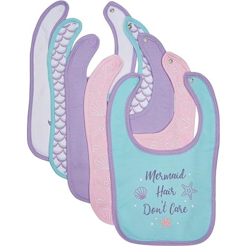 Hudson Baby Unisex Baby Cotton Bibs, Mermaid, One Size