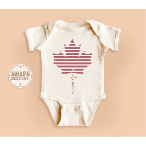 Canadian Baby Onesie®, Maple Leaf Baby Bodysuit, Canada Onesie®, Retro Natural Kid Gifts #TLC01537