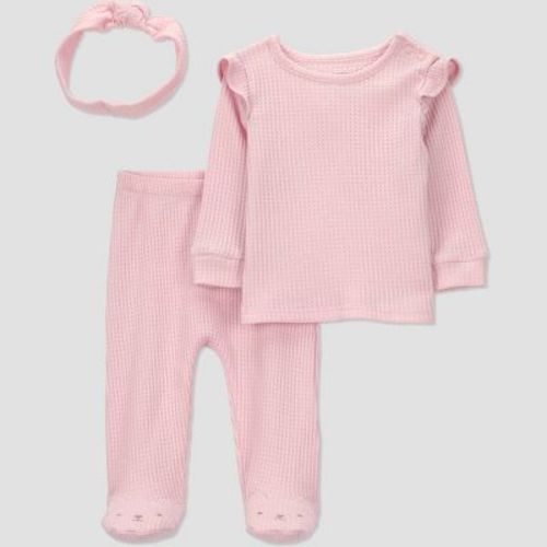 Carter's Just One You® Baby Girls' 3pc Ruffle Footed Set with Headband - Pink Newborn