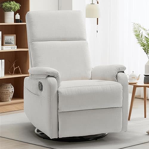 Recliner Chair, Swivel Rocking Recliner Chair for Adults, Small Glider Nursery Chair for Living Room with Modern-Designed Armrests, Chenille