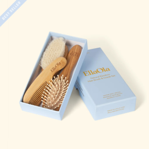 EllaOla 3-Piece Baby Bamboo Brush & Comb Set
