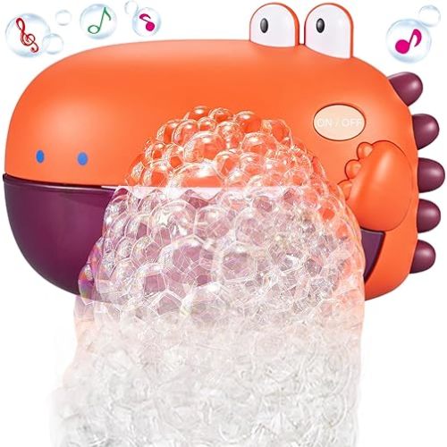 Grechi Dinosaur Bath Toys for Toddlers, Automatic Bubble Machine with 12 Children’s Songs, Baby Bathtub Toys for Kids Age 1-3 5-7, Fun & Safe Bath Time Toys for Boys & Girls