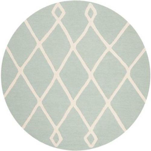 Safavieh Kids Moroccan SFK906 Hand Tufted Indoor Area Rug - Mint/Ivory - 5' Round - Safavieh