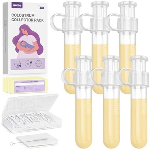 haakaa Colostrum Collector Kit Breast Milk Collector with Cotton Cloth Wipe and Storage Case, Ready-to-Use, Reusable, 4ml/6pcs