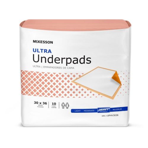 McKesson Ultra Underpads, Heavy Absorbency, 30 in x 36 in, 10 Count