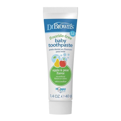 Dr. Brown's Fluoride-Free Baby Toothpaste, Safe to Swallow, Apple Pear, 1-Pack, 1.4oz/40g, 0-3 years