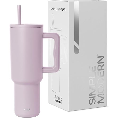 Simple Modern 40 oz Trek Tumbler with Handle and Straw Lid | Cup Holder Friendly Insulated Stainless Steel Travel Mug | Lavender Mist